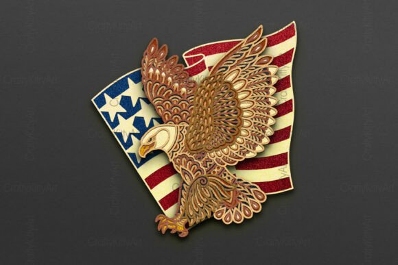 3D Eagle SVG: Patriotic 4th of July Design Layers
