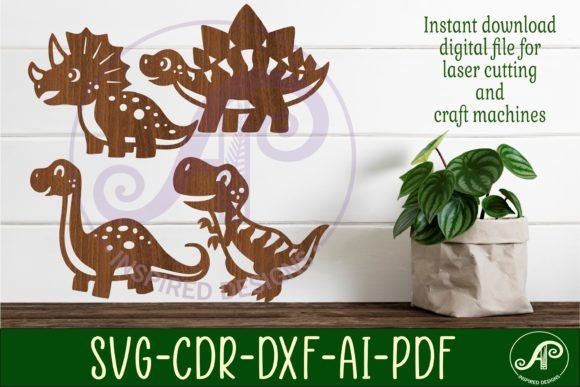 Cute Dinosaur Silhouette Laser Cut Wall