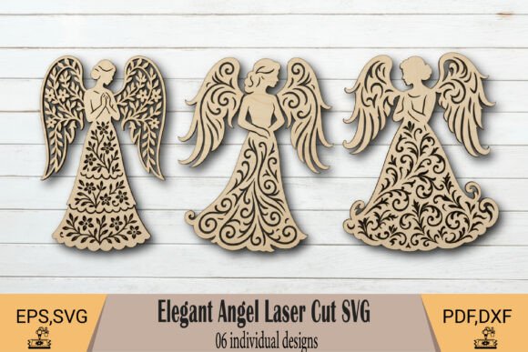 Elegant Angel Laser Cut SVG: Divine Design for Your Home