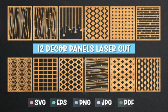 Elegant Decor Panels: 12 Laser Cut SVG Templates