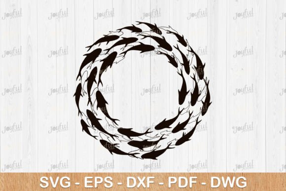Elegant Fish Circle Silhouette SVG Design for Creative Projects