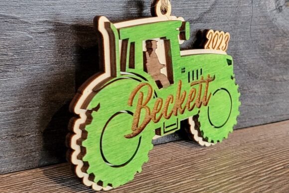 Farmer Tractor Vector SVG: A Rustic Christmas Ornament