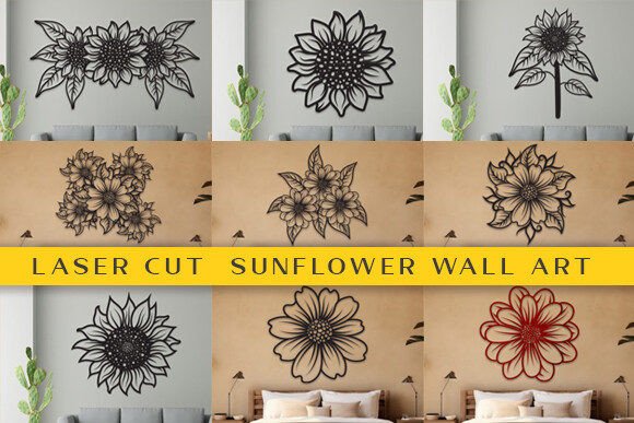 Laser Cut Sunflower Wall Art SVG Bundle