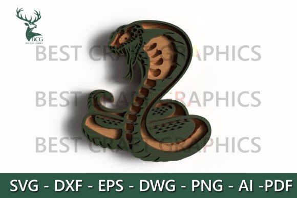 Layered Cobra Snake SVG: Bold Laser Cut Wildlife Art