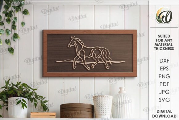 Line Art Decor Laser Cut Horse SVG for Creative Designs