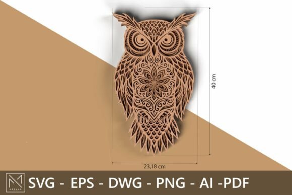 Mandala Owl SVG: Elegant 3D Layered Art Design