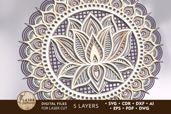 Multilayer Laser Cut File: MANDALA LOTUS