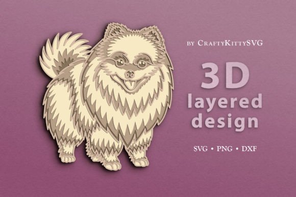 Pomeranian Spitz 3D Layered SVG Cut File for Crafters