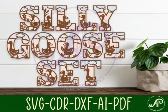 Silly Goose Alphabet Letters: Playful Laser Cut Font