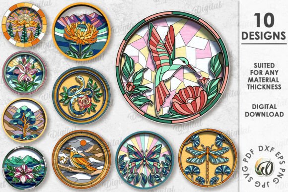 Stained Glass Nature Wall Decor Lasercut