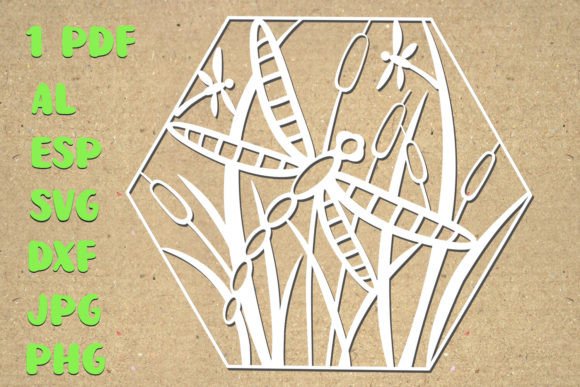 SVG Dragonfly Reed Silhouette Template for Plotter Cutting