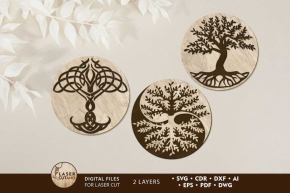 TREE Wall Panels SET, Decor Templates for Laser Cut Art