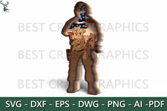 USA Soldier Layered Laser Cut File: Craft a Powerful Tribute
